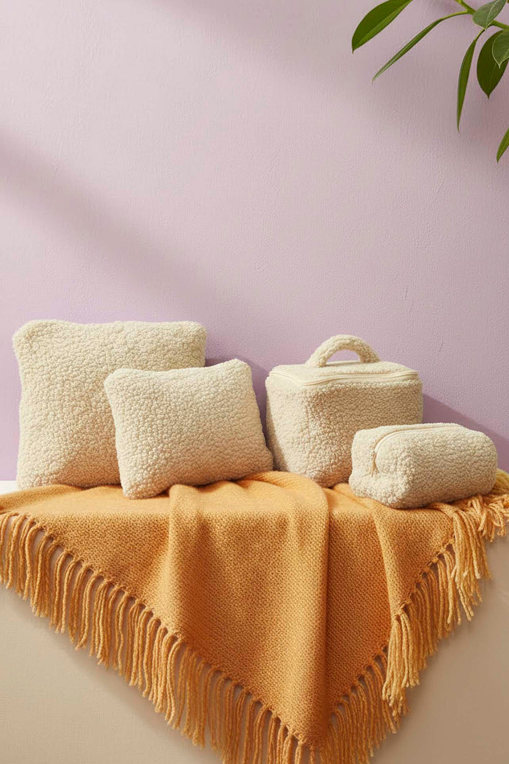 Ecru Teddy 4-Piece Makeup & Accessory Bag Set