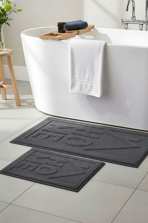 Home Embossed Cotton 2-Piece Bathroom Toilet Mat Set