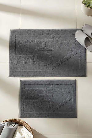 Home Embossed Cotton 2-Piece Bathroom Toilet Mat Set
