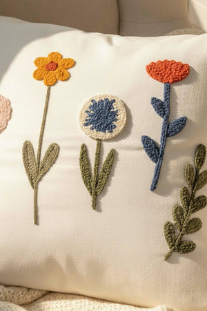 Decorative Pillow Cover with Colorful Wildflower Pattern