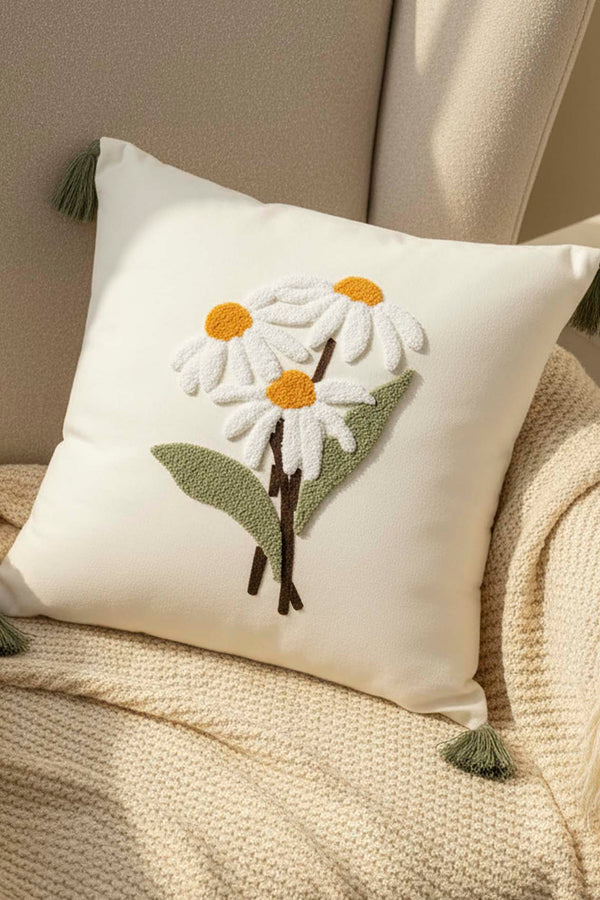 Bohemian Daisy Branch Punch Decorative Cushion Cover