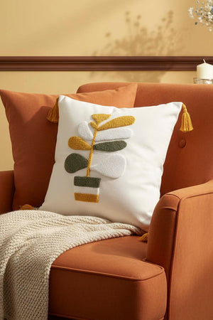 Potted Plant Pattern Punch Decorative Cushion Cover