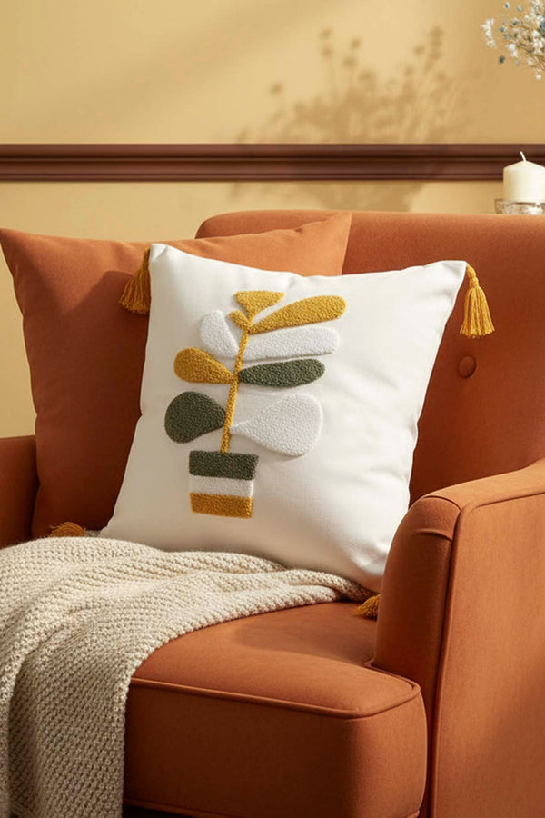 Potted Plant Pattern Punch Decorative Cushion Cover