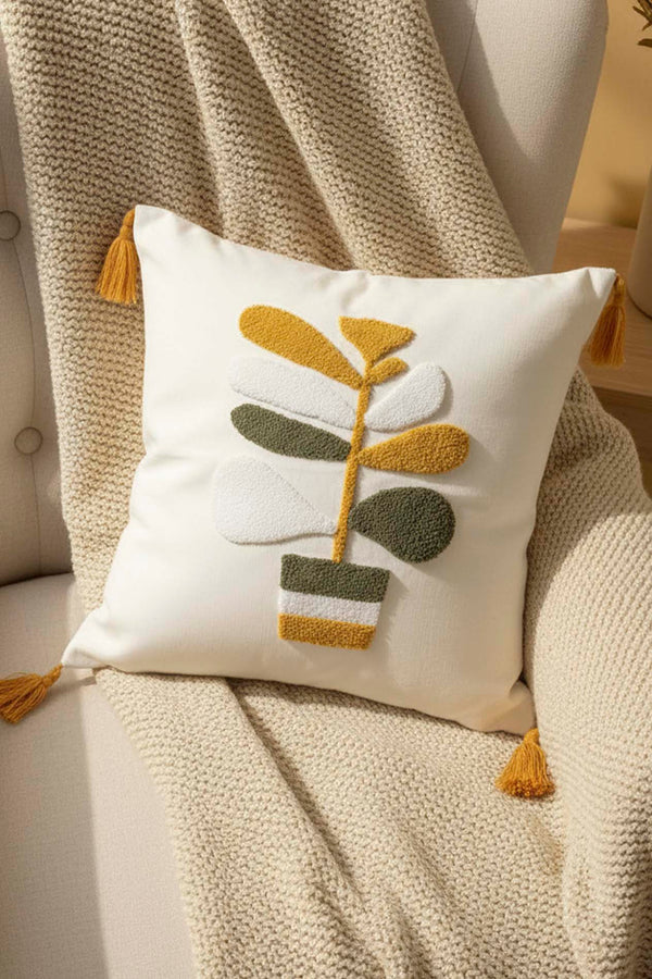 Potted Plant Pattern Punch Decorative Cushion Cover