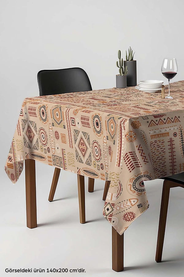 African Cream Tablecloth, Table Cover, Picnic Cloth