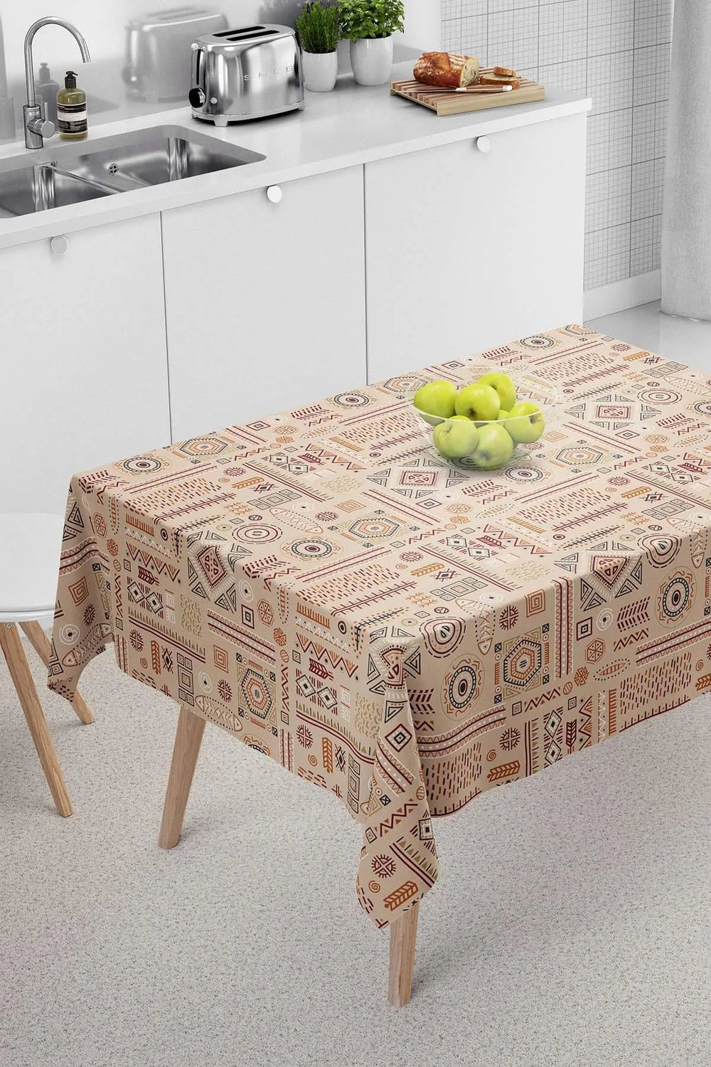 African Cream Tablecloth, Table Cover, Picnic Cloth