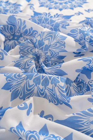 Alaçatı Blue Tile Patterned Tablecloth, Table Linen, Picnic Cloth