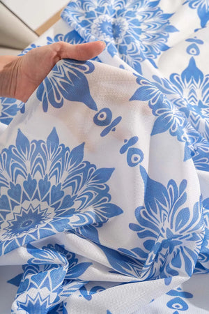 Alaçatı Blue Tile Patterned Tablecloth, Table Linen, Picnic Cloth