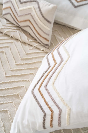 Almila Beige Double Size Duvet Cover and Bedspread Set - 8 Piece Bridal Set