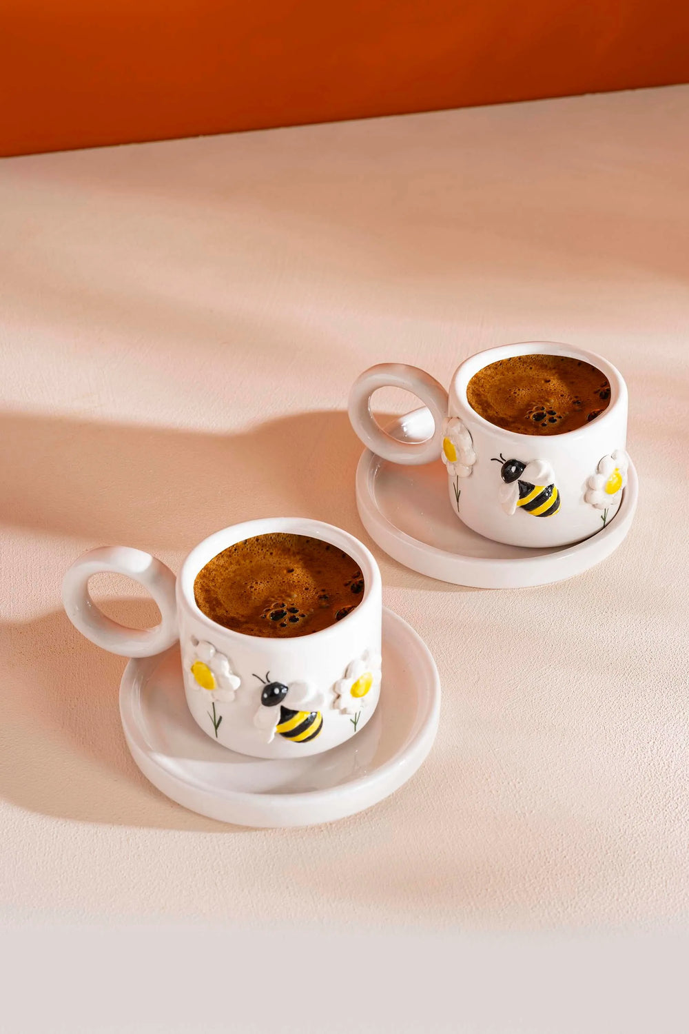 Bee & Daisy Amore Handmade Ceramic Double Turkish Coffee Cup Set