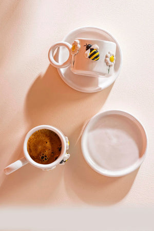 Bee & Daisy Amore Handmade Ceramic Double Turkish Coffee Cup Set