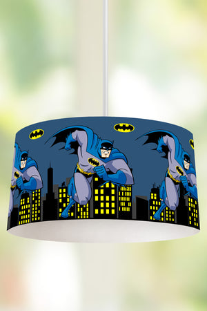 Batman Themed Children's Room Pendant Lamp - 30cm Decorative Hanging Light with Adjustable Cable - Non-Toxic Water-Based Print