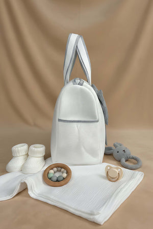 Bow Gray Ribbon Mom & Baby Care Bag – Stylish & Practical Diaper Bag