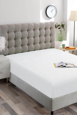 White Cotton Single Fitted Sheet 100x200 cm