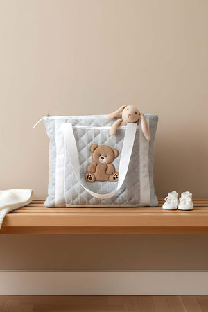 Teddy Bear Multi-Purpose Mom & Baby Care Bag with Changing Mat – Practical Diaper Bag Set