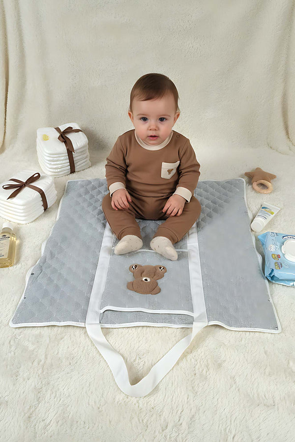 Teddy Bear Multi-Purpose Mom & Baby Care Bag with Changing Mat – Practical Diaper Bag Set