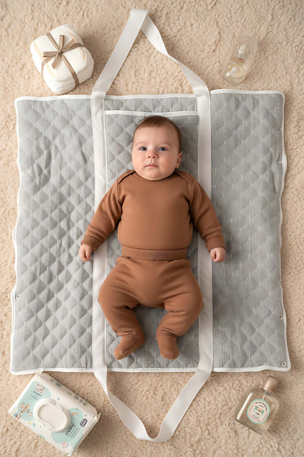 Teddy Bear Multi-Purpose Mom & Baby Care Bag with Changing Mat – Practical Diaper Bag Set