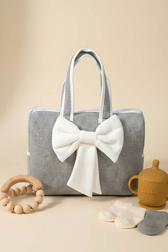 Bow White Ribbon Mom & Baby Care Bag – Stylish & Practical Diaper Bag