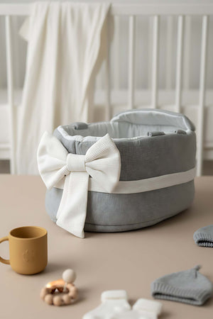 Bow Ribbon Gray Baby Carrier Bag – Stylish & Comfortable