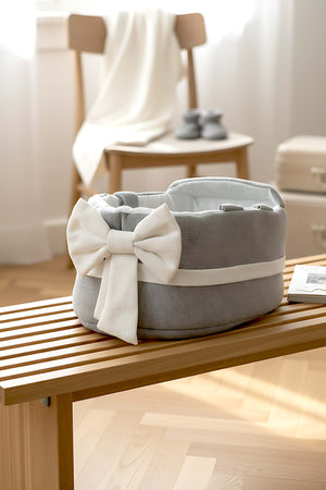 Bow Ribbon Gray Baby Carrier Bag – Stylish & Comfortable