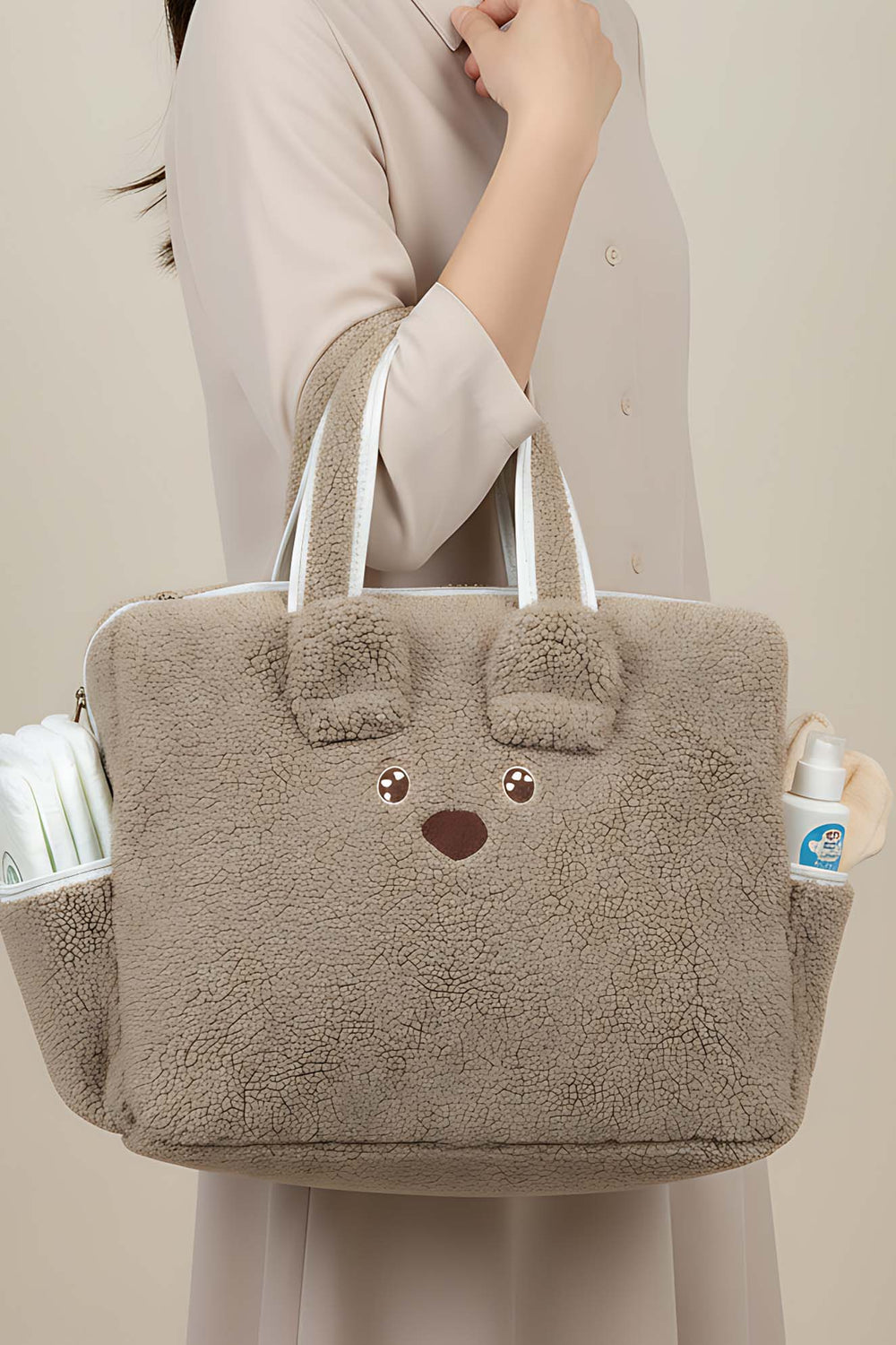 Teddy Bear Plush Diaper Bag for Mom & Baby