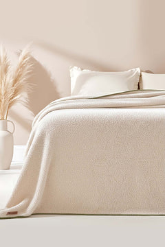 Beige Valencia Sherpa Double Sherpa Plush Blanket – Extra Soft, Warm 100% Polyester Throw, 200x250 cm