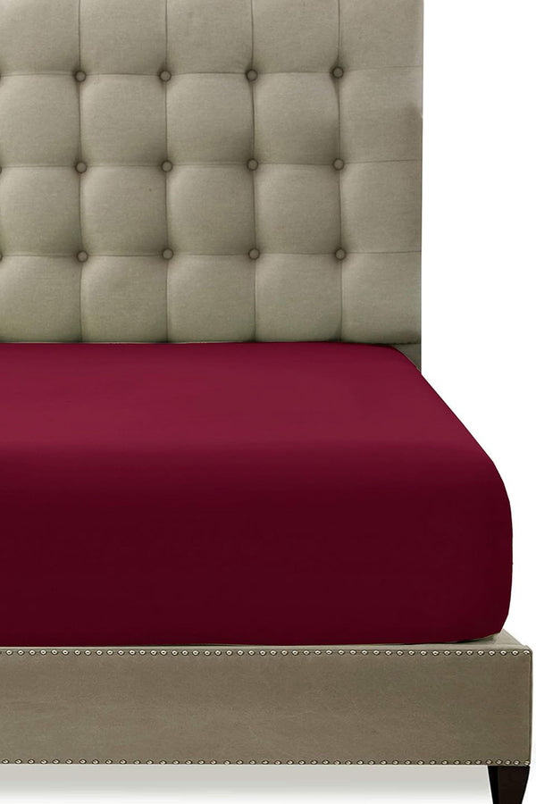 Burgundy Double Fitted Sheet 160x200 cm