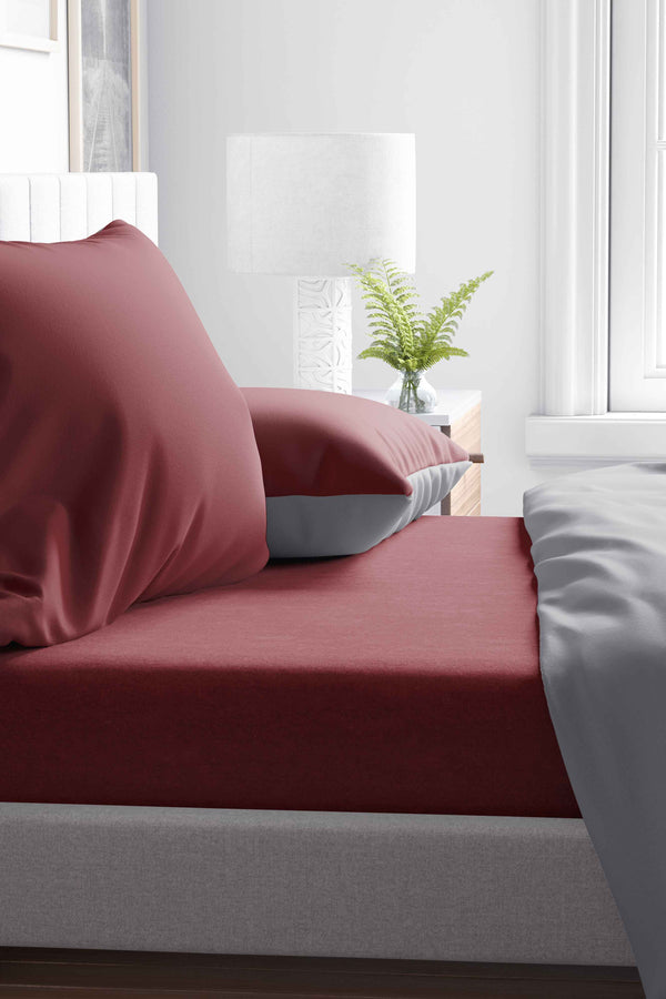 Burgundy Double Fitted Sheet 160x200 cm