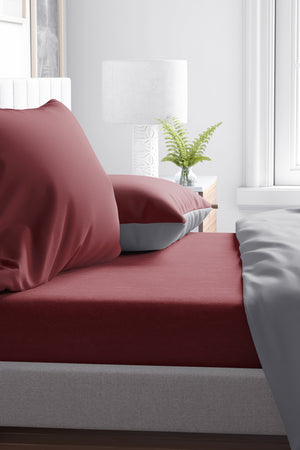 Burgundy Single Fitted Sheet 100x200 cm
