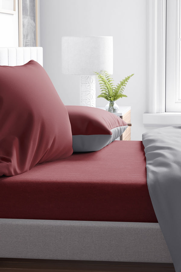 Burgundy Single Fitted Sheet 100x200 cm