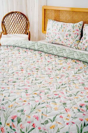 Botanical Double Size Outlet Quilted Cotton Bedspread & Coverlet