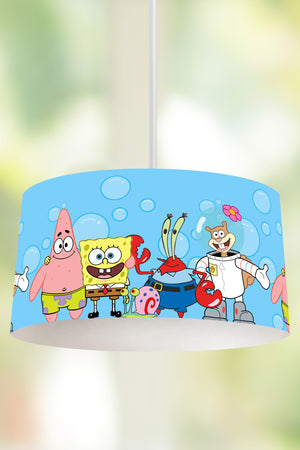 SpongeBob Themed Children's Room Pendant Lamp - 30cm Decorative Hanging Light with Adjustable Cable - Non-Toxic Water-Based Print