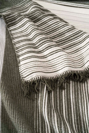 Veloura Khaki Double Size Tasseled Throw/Blanket – Extra Soft Cotton Blend, 180x220 cm