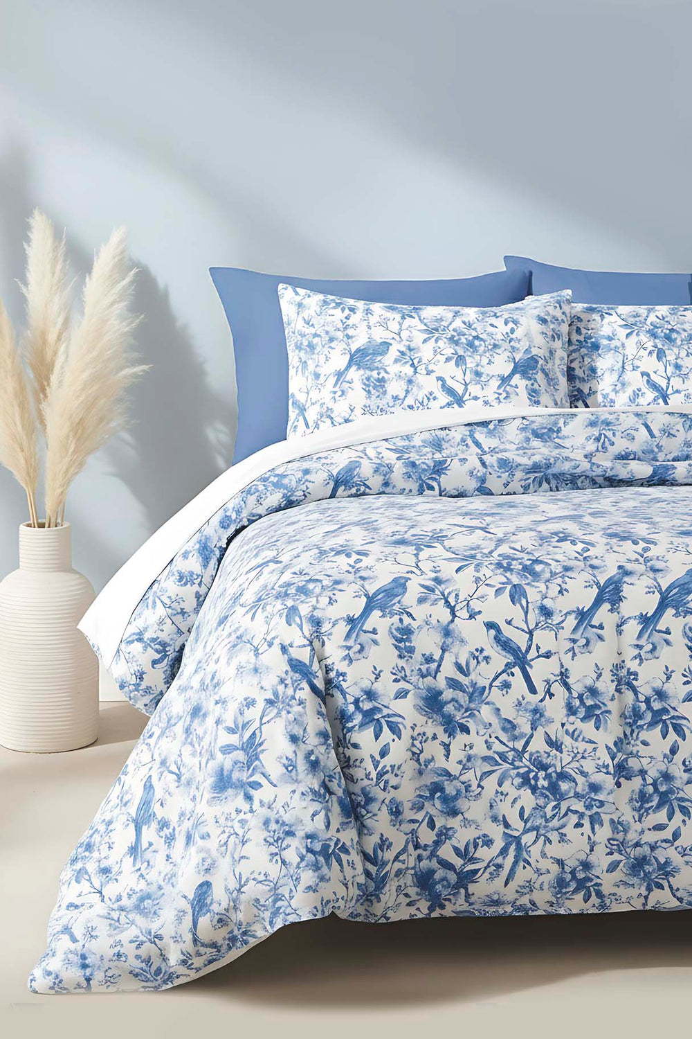 Nova Blue Polycotton Double Size Duvet Cover Set, Zipper, 200×215 cm, 3-Piece