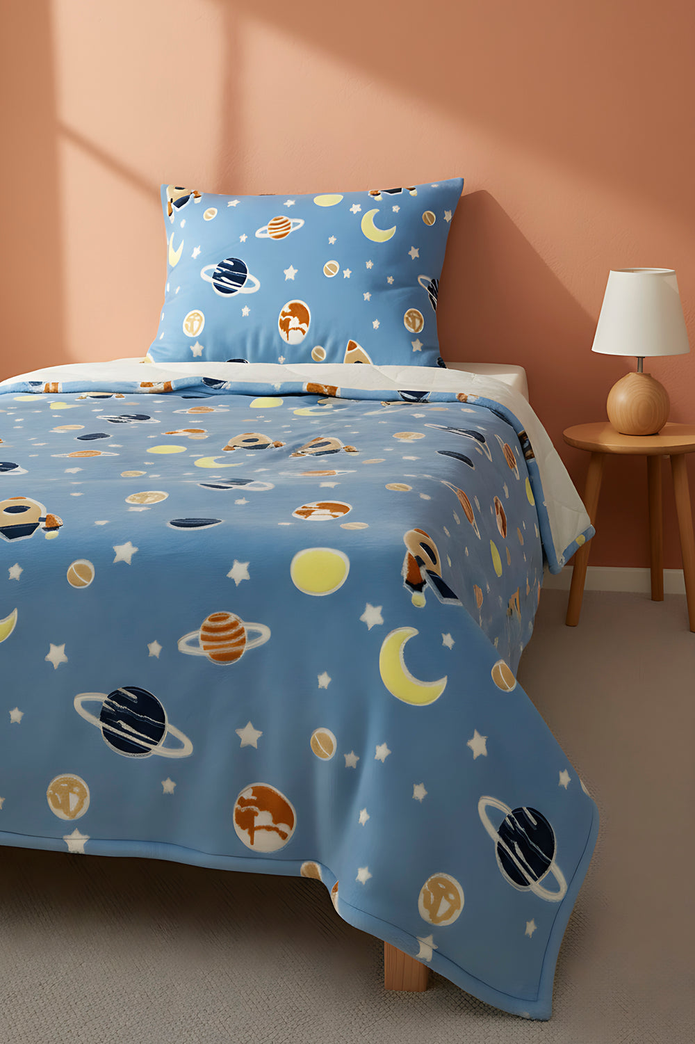 Space Patterned Plush Kids Blanket,/ Wellsoft Throw/Blanket ,Ultra Soft Polyester, 180x215 cm