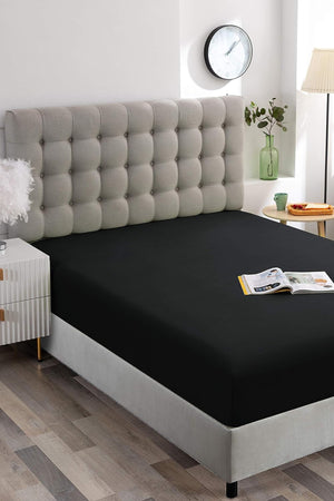 Black Single Fitted Sheet 100x200 cm