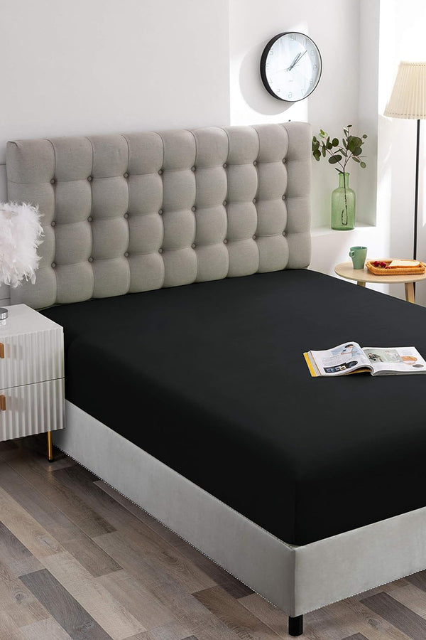Black Double Fitted Sheet 160x200 cm