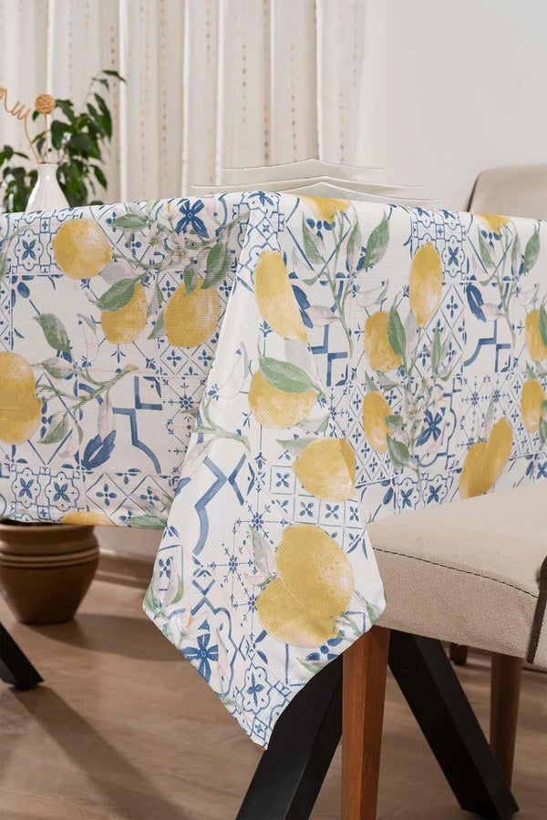 Tile Lemon Pattern Tablecloth, Table Napkin, Picnic Cloth