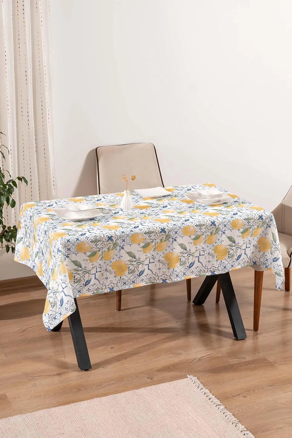 Tile Lemon Pattern Tablecloth, Table Napkin, Picnic Cloth