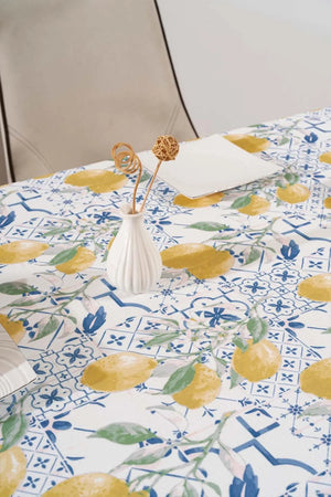 Tile Lemon Pattern Tablecloth, Table Napkin, Picnic Cloth