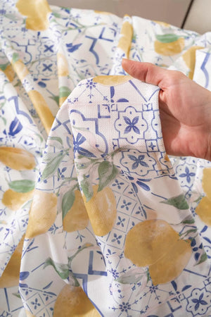 Tile Lemon Pattern Tablecloth, Table Napkin, Picnic Cloth
