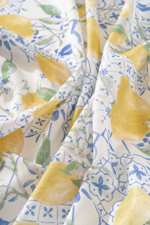 Tile Lemon Pattern Tablecloth, Table Napkin, Picnic Cloth