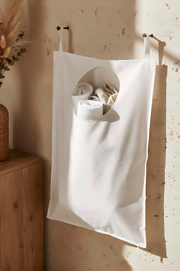 White Zippered Over-the-Door Laundry & Toy Storage Bag