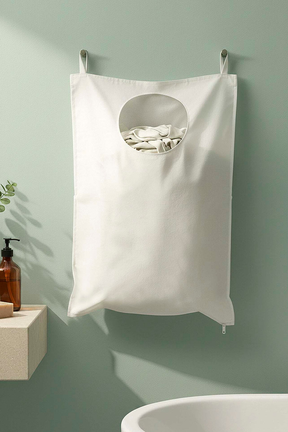 White Zippered Over-the-Door Laundry & Toy Storage Bag