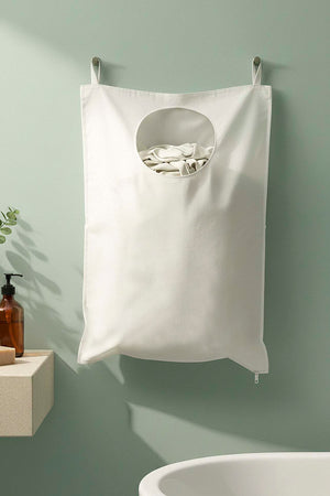 White Zippered Over-the-Door Laundry & Toy Storage Bag