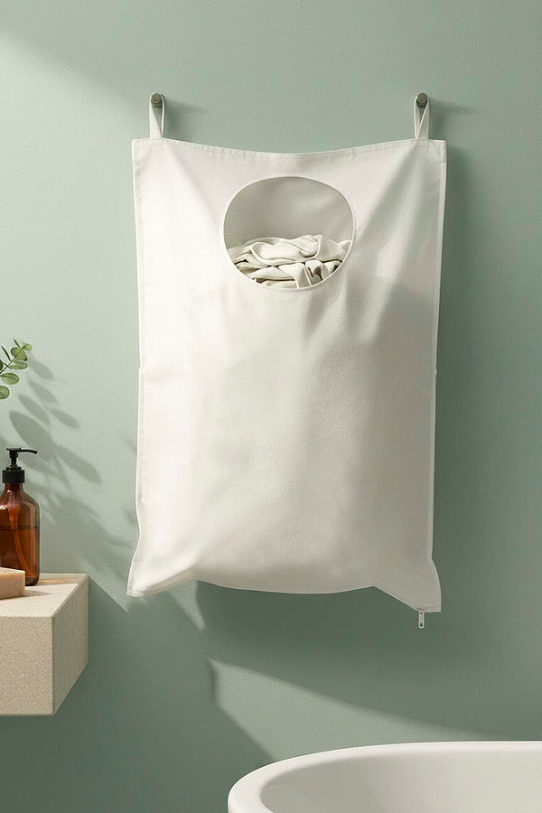 White Zippered Over-the-Door Laundry & Toy Storage Bag