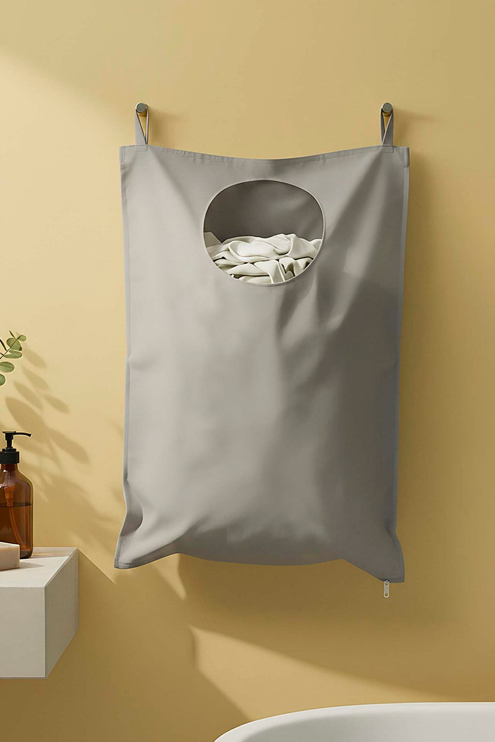 Grey Zippered Over-the-Door Laundry & Toy Storage Bag