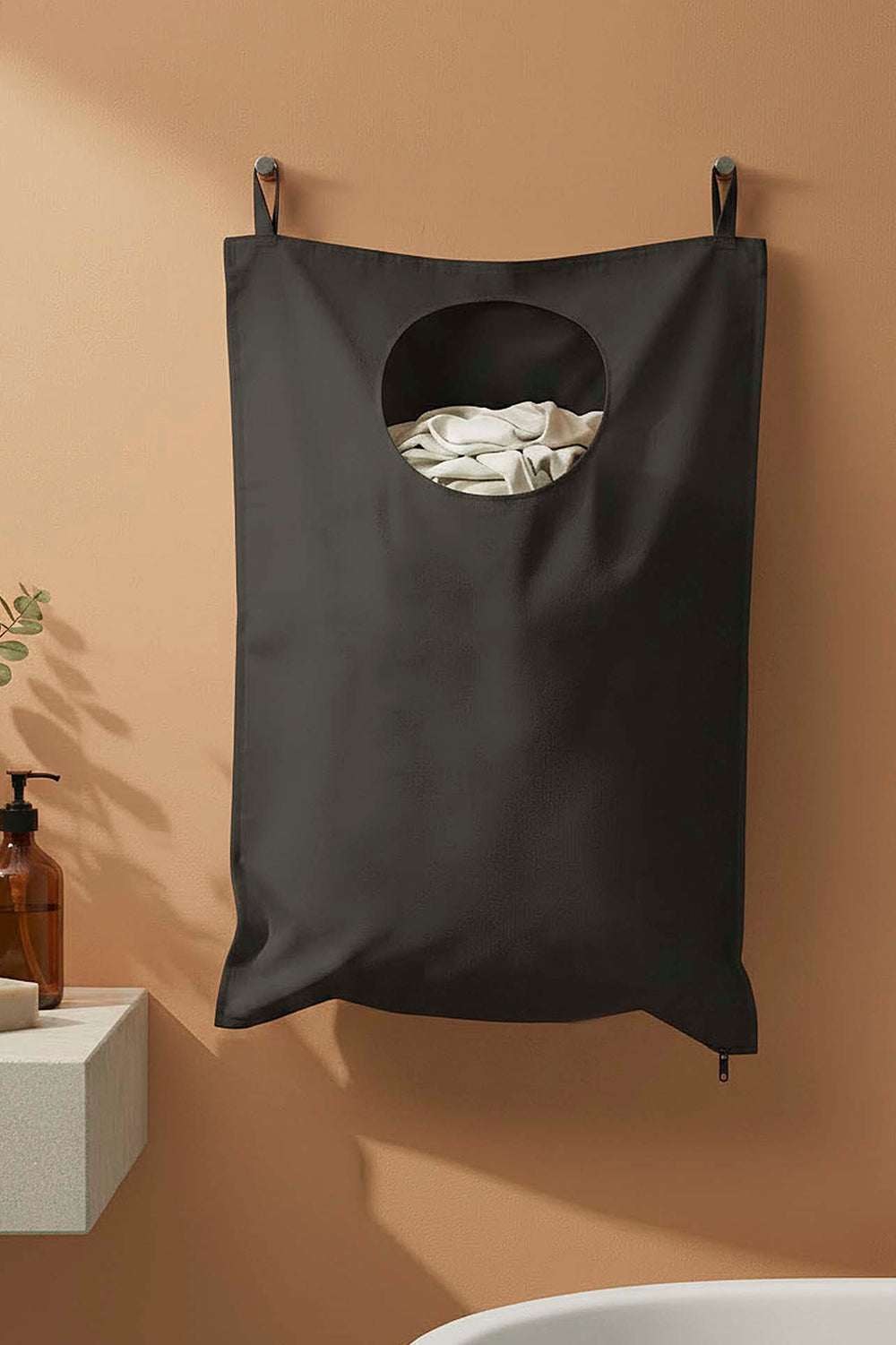 Black Zippered Over-the-Door Laundry & Toy Storage Bag