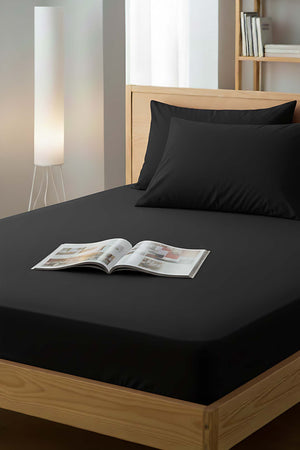 Black Single Fitted Sheet 100x200 cm