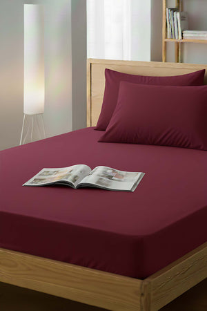 Burgundy Single Fitted Sheet 100x200 cm
